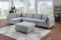 Living Room Furniture Ottoman Light Grey Dorris Fabric 1pc Cushion Ottomans Wooden Legs