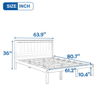 Platform Bed Frame with Headboard, Wood Slat Support, No Box Spring Needed, Queen, White