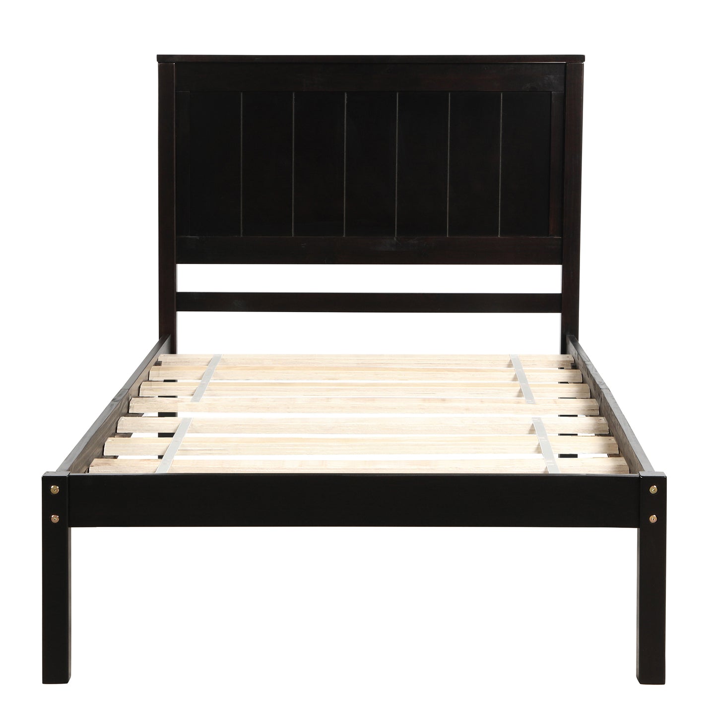 Platform Bed Frame with Headboard, Wood Slat Support, No Box Spring Needed, Twin, Espresso