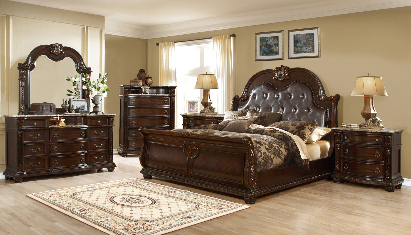 Roma 5 Pc Queen Bed Dark Walnut