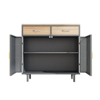 31.5'' Wide 2 Drawer Sideboard, Modern Furniture Decor, Made with Iron + Carbonized Bamboo, Easy Assembly