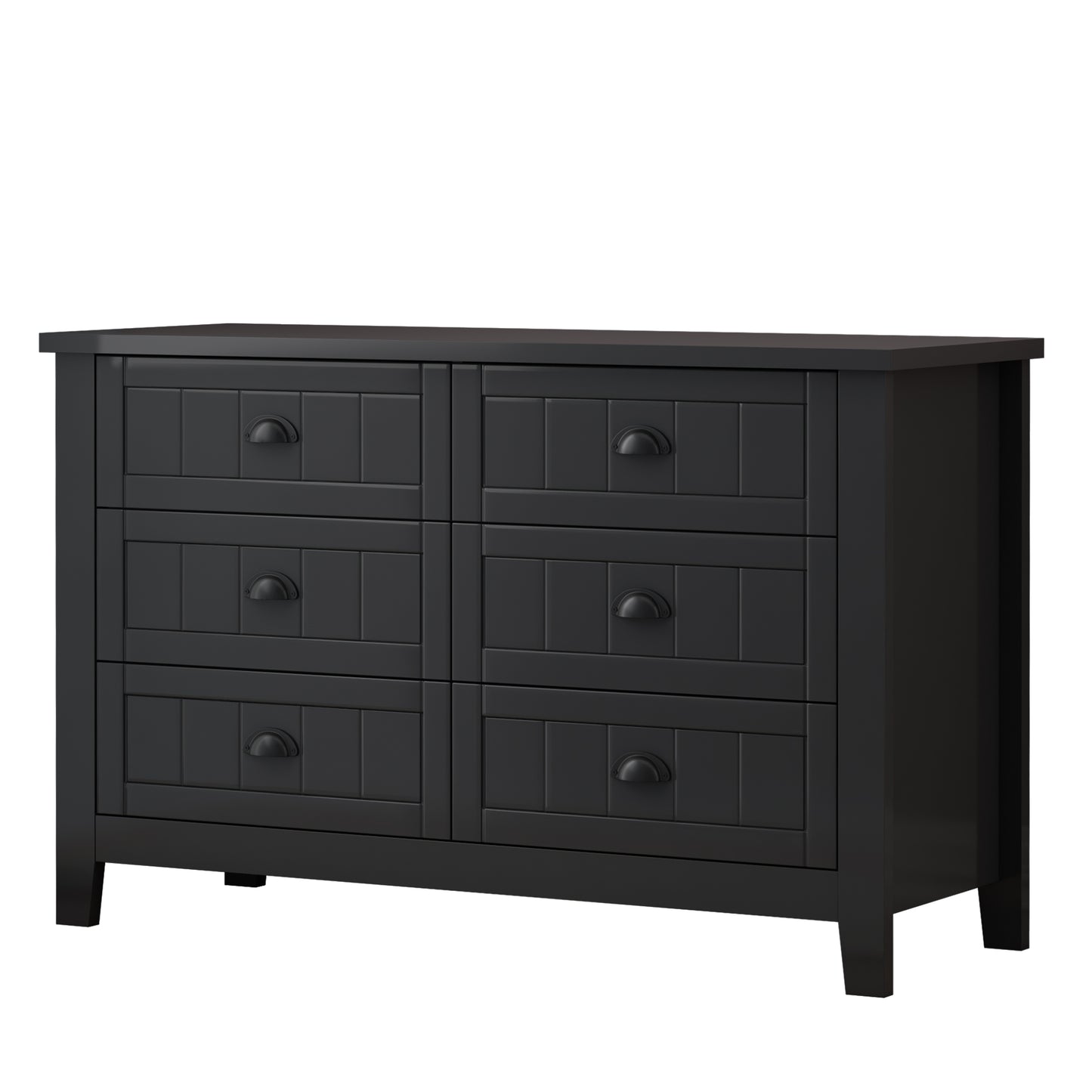 Drawer Dresser Cabinet, Bar Cabinet with Solid Wood Handles and Foot Stand Black