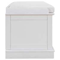 Storage Bench with 4 Doors and Adjustable Shelves, Shoe Bench with Removable Cushion for Living Room, Entryway (White)