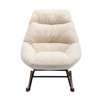 Tufted Upholstered Padded Seat Rocking Chair-Boucle Beige