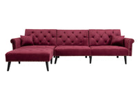 Convertible Sofa Bed Sleeper Red Velvet