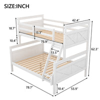 Twin over Full Bunk Bed with ladder, Safety Guardrail, Perfect for Bedroom, White