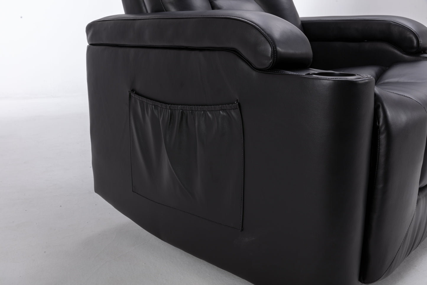 Power Recliner Chair Classic with Traditional Luxurious PU Leather luster, and Electric Headrest & Two Cupholders