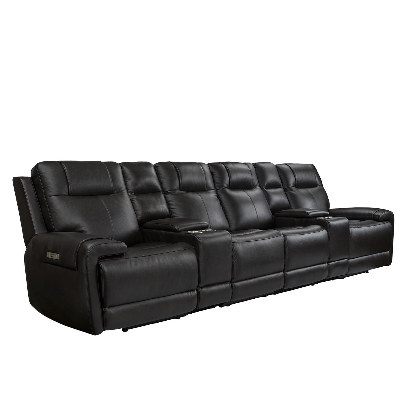 Trevor Triple 4 Seats Power Sofa With 2 Console ,Genuine Leather, Lumbar Support, Adjustable Headrest, USB & Type C Charge Port, Middle Armless Chair With Triple Power Control