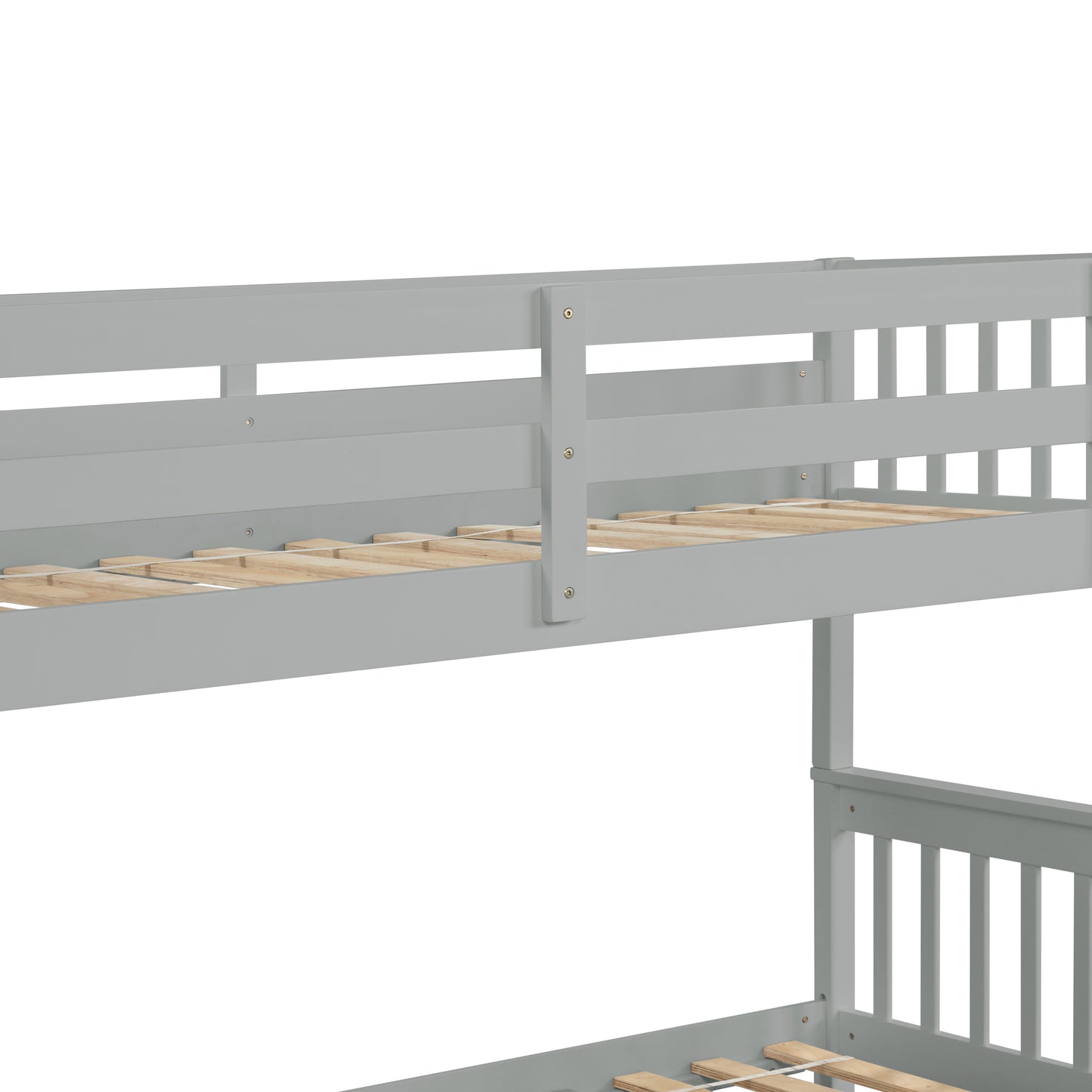 Twin Over Full Bunk Bed with Trundle, Convertible into 2 Beds, the Bunk Bed with Ladder and Safety Rails for Kids, Teens, Adults, Grey