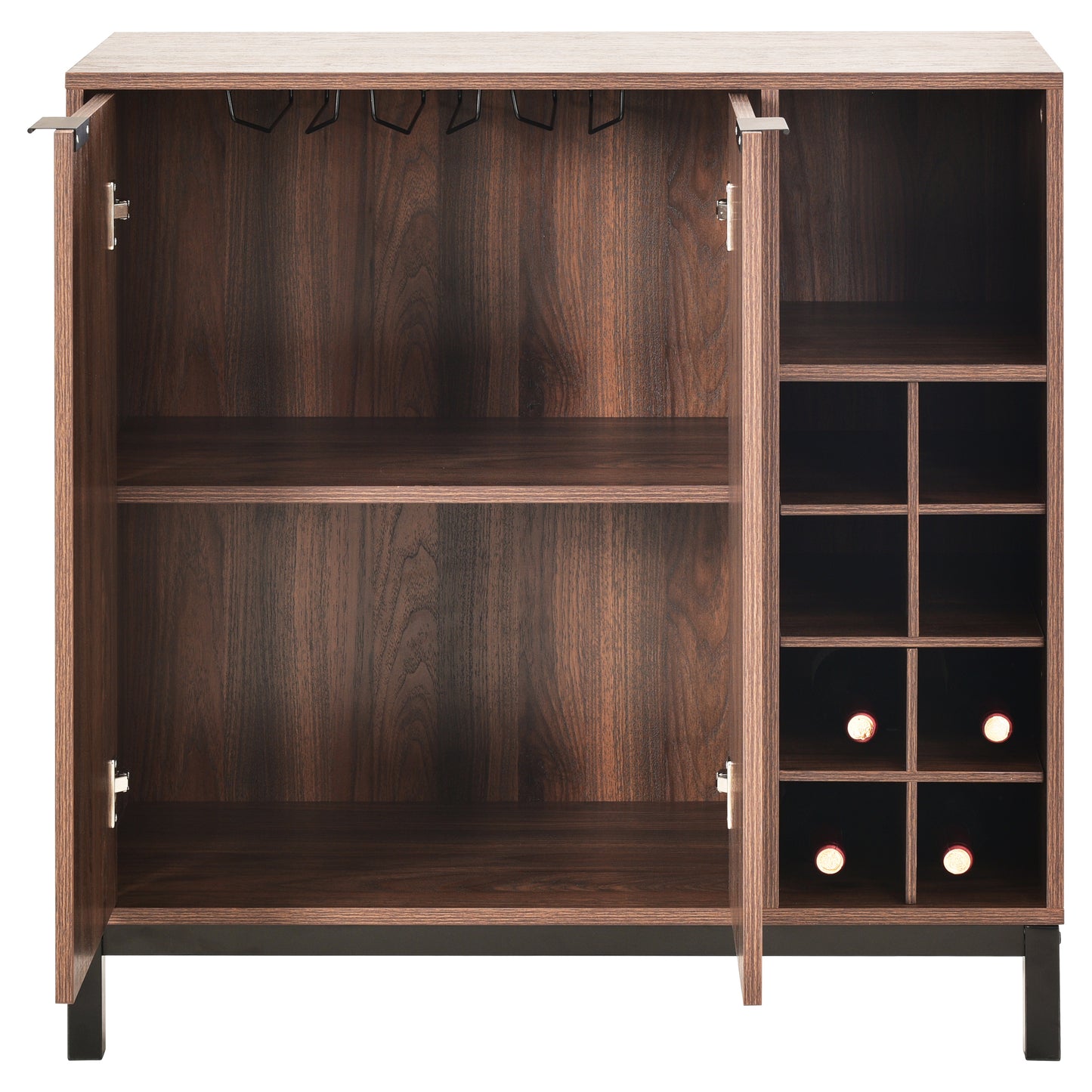 K&K Sideboards and Buffets With Storage Coffee Bar Cabinet Wine Racks Storage Server Dining Room Console 34 Inch (Dark Brown)