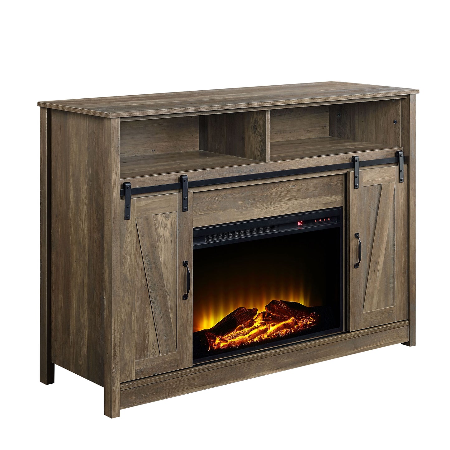 ACME Tobias Fireplace in Rustic Oak Finish