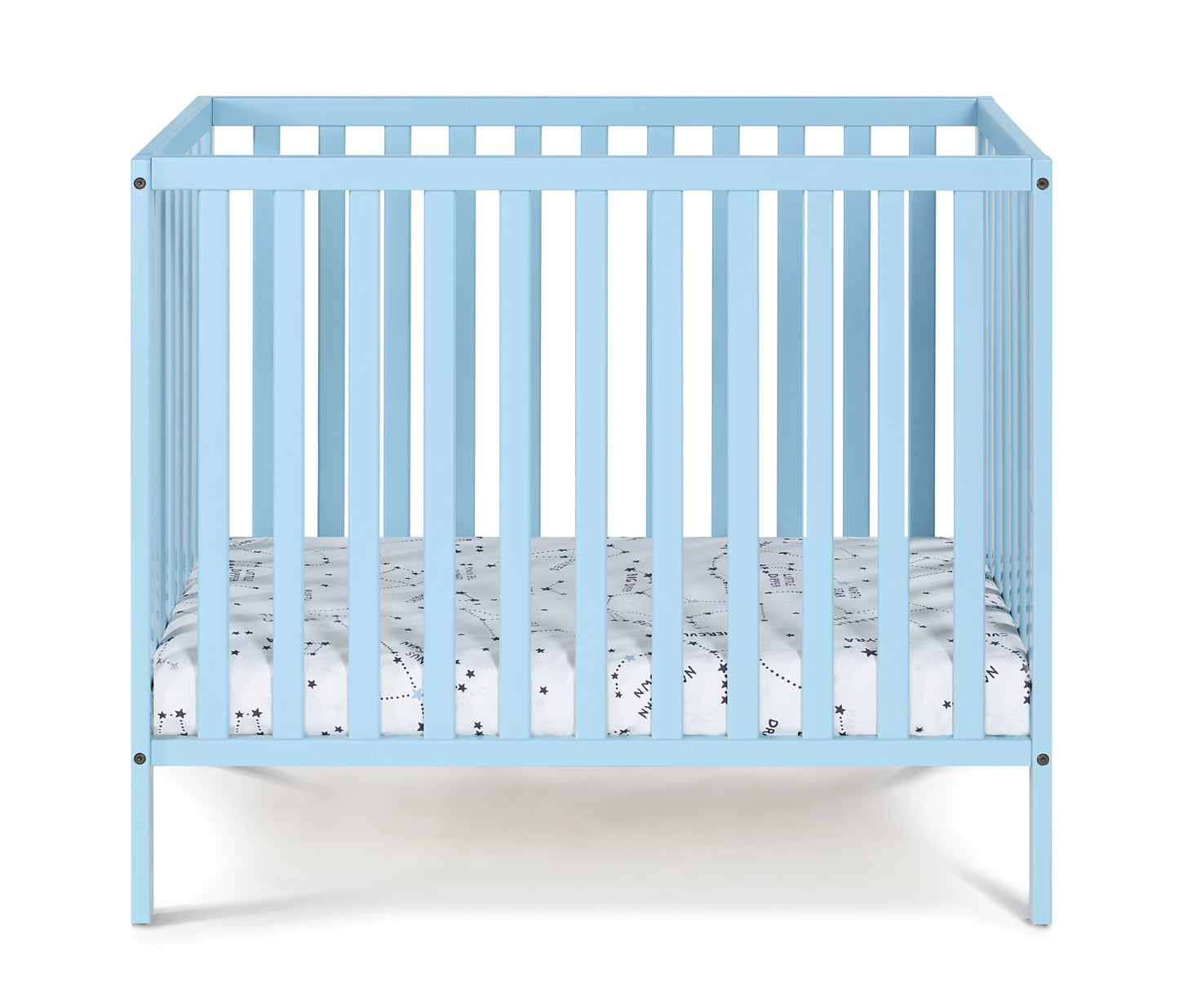 Palmer 3-in-1 Convertible Mini Crib Baby Blue w/ Mattress Pad