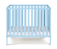 Palmer 3-in-1 Convertible Mini Crib Baby Blue w/ Mattress Pad