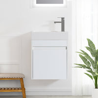 18'' Floating Wall-Mounted Bathroom Vanity with White Resin Sink & Soft-Close Cabinet Door