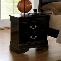 1pc Nightstand Black Louis Philippe Solid wood English Dovetail Construction Antique Nickle Hanging Pulls