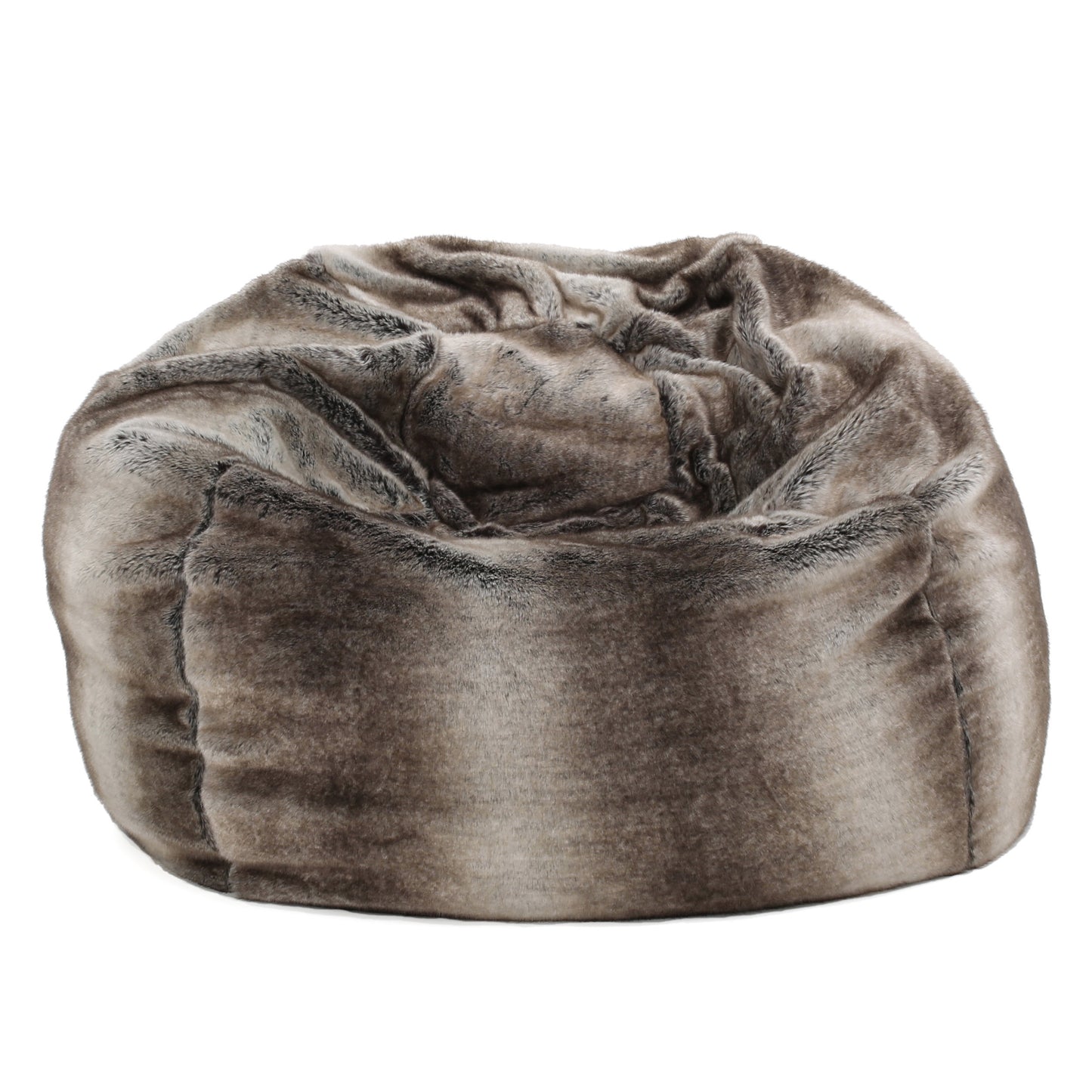 Faraz Modern Glam Faux Fur 3 Foot Bean Bag, Gray Taupe