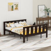 Wood Platform Bed Queen Size Bed Frame with Headboard and Footboard, Espresso