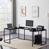 U-shaped Computer Desk, Industrial Corner Writing Desk with CPU Stand, Gaming Table Workstation Desk for Home Office (Black) (OLD SKU: WF198675AAB)