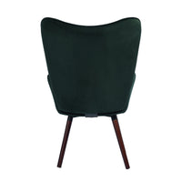 Modern Wingback Accent Armchair Living Room Tufted Velvet Upholstery, Dark Green