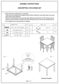 Natural Brown Finish Dinette 5pc Set Kitchen Breakfast Dining Table Wooden Top Cushion Seats Chairs Dining Room Furniture