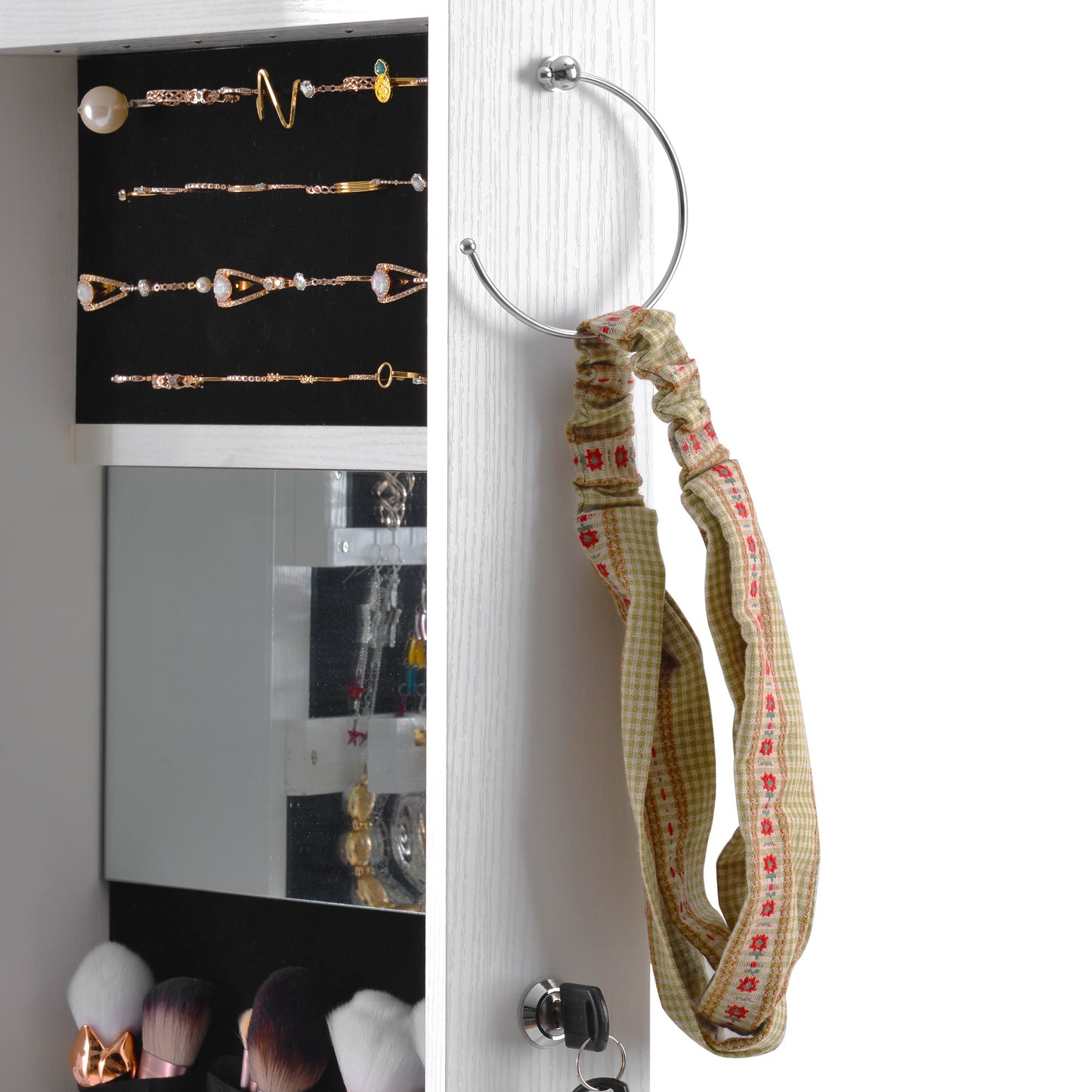 Fashion Simple Jewelry Storage Mirror Cabinet With LED Lights,For Living Room Or Bedroom