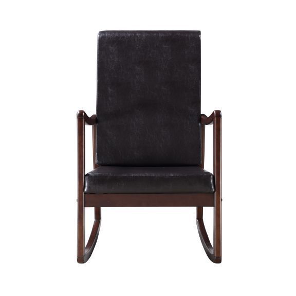 ACME Raina Rocking Chair, Dark Brown PU & Espresso Finish