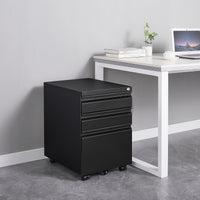 3 Drawer File Cabinet with Lock, Steel Mobile Filing Cabinet on Anti-tilt Wheels, Rolling Locking Office Cabinets Under Desk for Legal/Letter Size