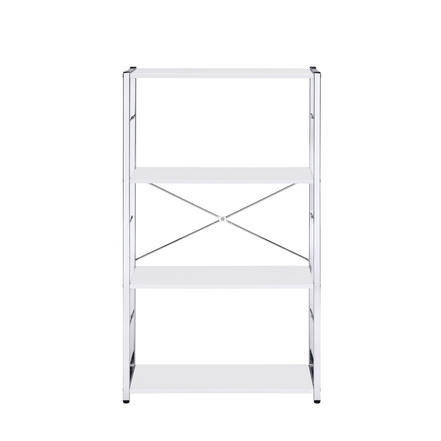 ACME Tennos Bookshelf, White & Chrome Finish