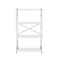 ACME Tennos Bookshelf, White & Chrome Finish