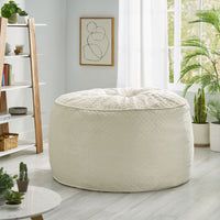 Arnside Glam 4 Foot Velvet Quilt Patterned Beanbag, Ivory