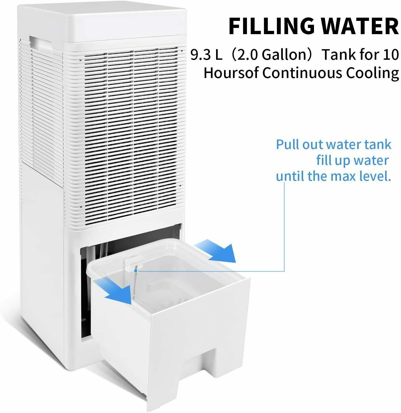 Simple Deluxe 30" Evaporative Air Cooler Fan with Humidification, Repellent and Anion Function, 2 Gallon Water Tank, 3 Speeds Setting, Remote Control, White