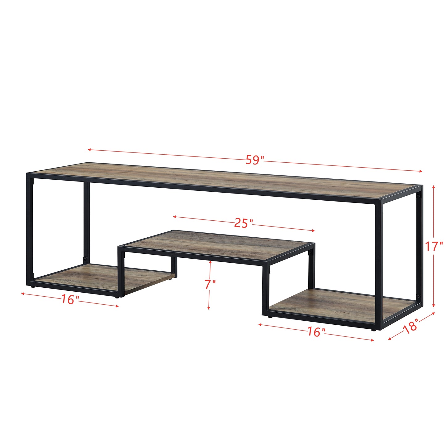 ACME Idella TV Stand in Rustic Oak & Black Finish