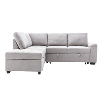 86" Sleeper Sectional Sofa, L-Shape Corner Couch Sofa-Bed with Storage Ottoman &  Hidden Arm Storage for Living Room Apartment