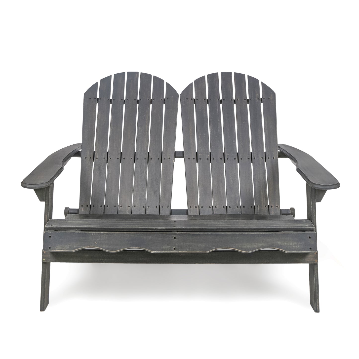 Outdoor Solid Wood Adirondack Loveseat Sofa Dark Gray