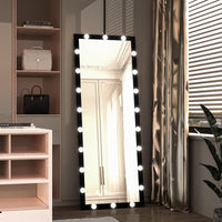 Hollywood Style Full Length Vanity Mirror With LED light bulbs Bedroom Hotel Long Wall Mouted Full Body Mirror Large Floor Dressing Mirror With Lights Black