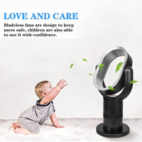 Medium Size Portable Bladeless Fan, Small Table Fan, 10 Speeds Settings, 10-hour Timing Closure, Low Noise, Lightweight, 24 inches, Black