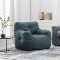 Soft Tufted Foam Bean Bag Chair With Teddy Fabric Green