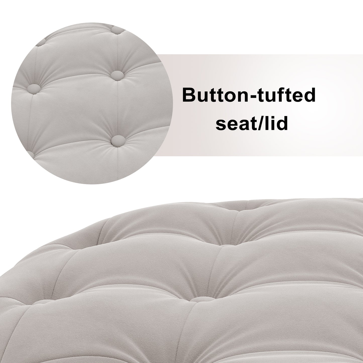 29.5" Wide Classic Button Tufted Velvet Round Ottoman Living Room Footrest Without Storage