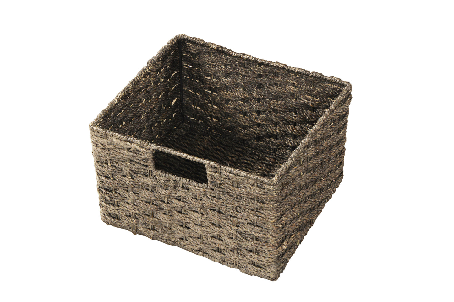 Rustic Storage Cabinet with Two Drawers and Four Classic Rattan Basket for Dining Room/Living Room (Espresso)