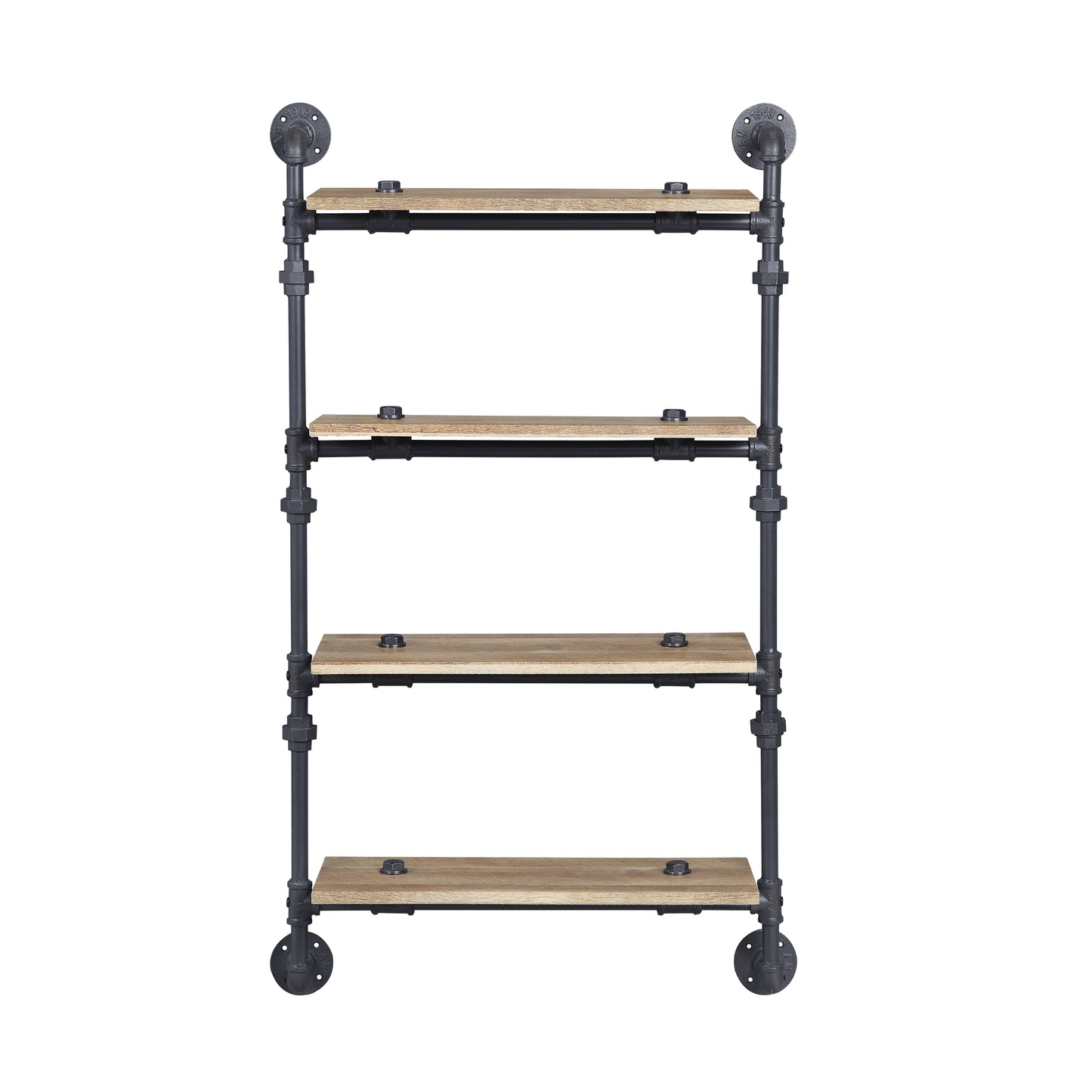 ACME Brantley Wall Rack w/4 Shelves in Oak & Sandy Black Finish