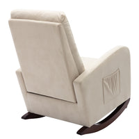 Baby Room High Back Rocking Chair Nursery Chair, Comfortable Rocker Fabric Padded Seat, Modern High Back Armchair