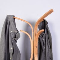 Living Room Bamboo Coat Rack with Storage Rack Φ15.1 x 66.9 inch