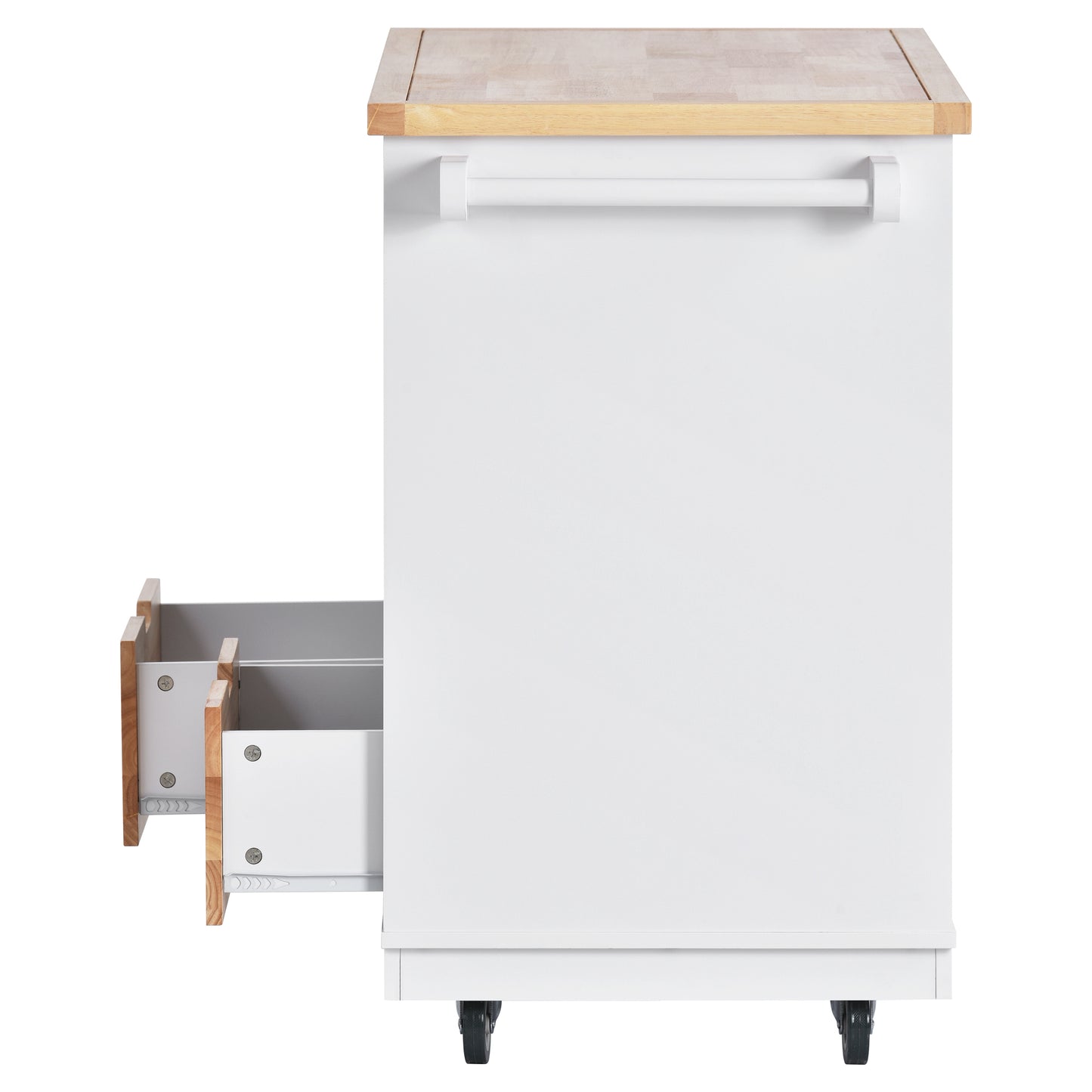 Kitchen Cart Rolling Mobile Kitchen Island Solid Wood Top, Kitchen Cart With 2 Drawers, Tableware Cabinet (White)