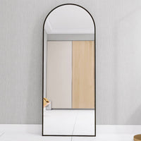 Arched Full Length Mirror Floor Mirror Hanging Standing or Leaning, Bedroom Mirror Wall-Mounted Mirror Dressing Mirror with Black Aluminum Alloy Frame, 65" x 23.6"