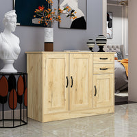 Modern Wood Buffet Sideboard with 2 Doors, 1 Storage and 2drawers -Entryway Serving Storage Cabinet Doors-Dining Room Console, 43.3 Inch, Oak