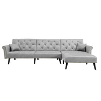 Convertible Sofa Bed Sleeper Light Grey Velvet