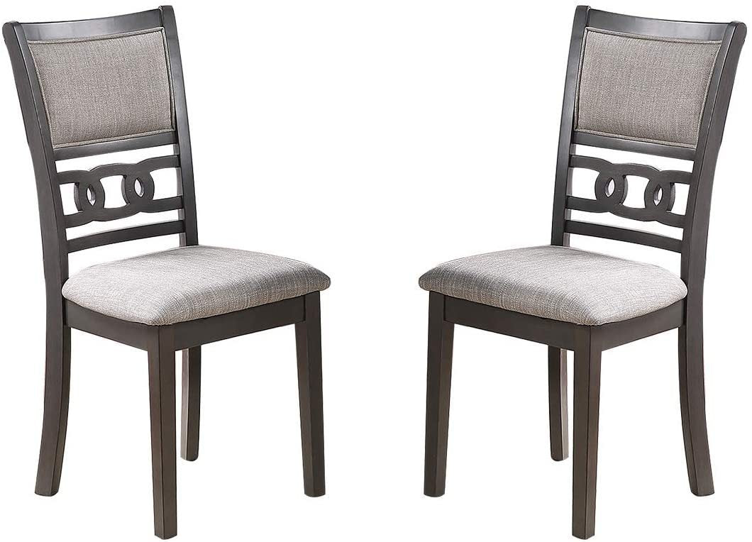 Dining Room Furniture Grey Finish Set of 2 Side Chairs Cushion Seats Unique Back Kitchen Breakfast Chairs