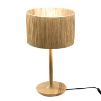 Solid Wood 21.3" Table Lamp with In-line Switch Control and Grass Made-Up Lampshade