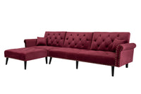 Convertible Sofa Bed Sleeper Red Velvet