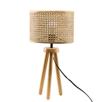 Solid Wood Rattan 21.3" Table Lamp with In-line Switch Control